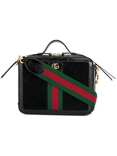 Gucci Ophidia Suede And Leather Shoulder Bag In Black