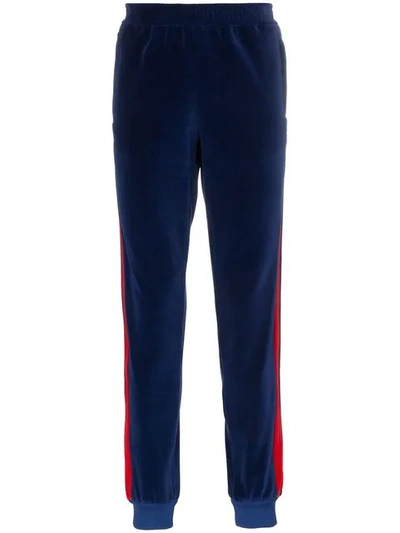 Gucci Stripe Web Detail Chenille Track Trousers In Blue