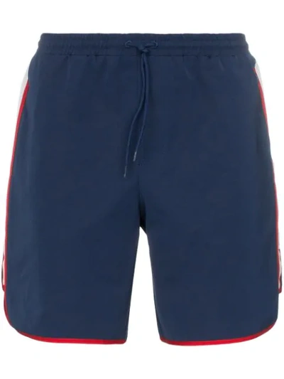Gucci Short-length Grosgrain-trimmed Swim Shorts In Blue
