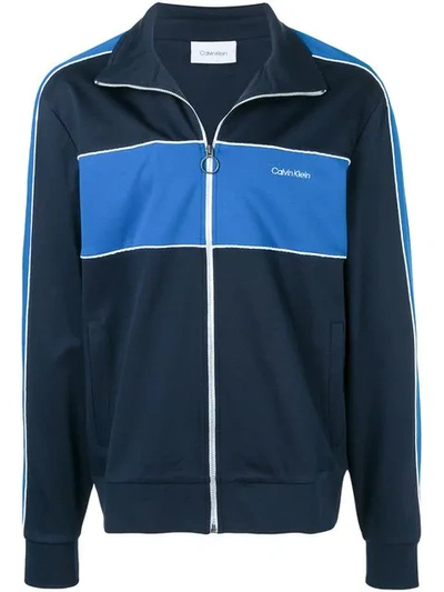 Calvin Klein Logo Panelled Track Jacket In Blue