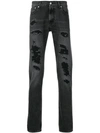 ALEXANDER MCQUEEN DISTRESSED STRAIGHT CUT JEANS