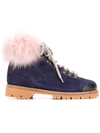 MR & MRS ITALY FUR-TRIMMED HIKING BOOTS
