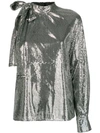 MSGM ONE SLEEVE SEQUIN TOP