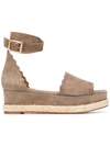 Chloé Scalloped Platform Espadrille Sandals In Brown