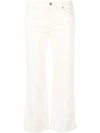 Khaite Vivian Cropped High-rise Bootcut Jeans In Neutrals