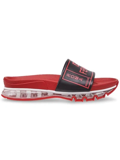 Fendi Logo Sandals In Red