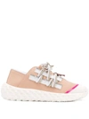 Giuseppe Zanotti Urchin Zip-embellished Leather And Neoprene Sneakers In Nude And Neutrals
