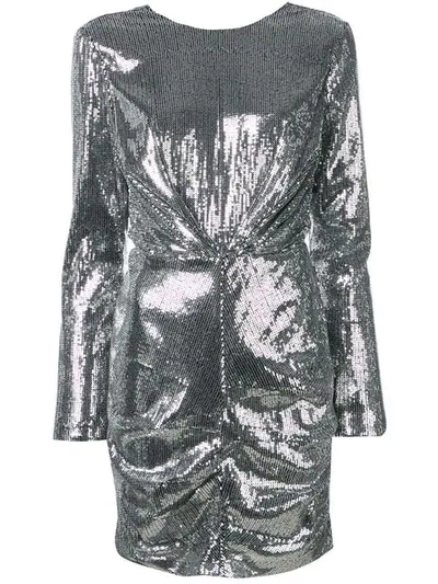 Msgm Longsleeved Sequin Dress In Silver