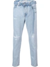 OFF-WHITE OFF-WHITE BELTED RIPPED JEANS - BLUE