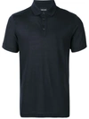 Giorgio Armani Button Placket Polo Shirt In Blue