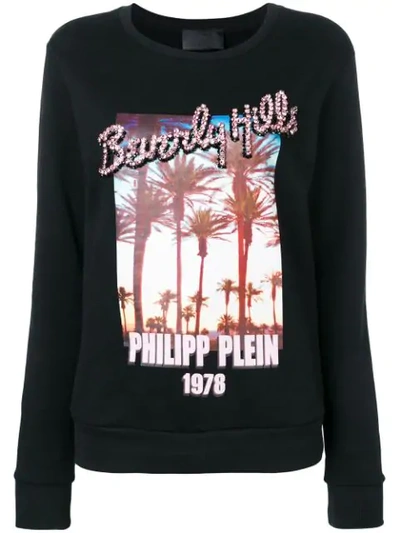 Philipp Plein "beverly Hills" Graphic Sweatshirt In Black