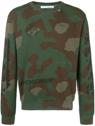 Off-white Camouflage Printed Sweatshirt In Green