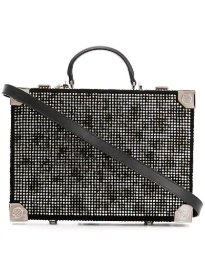 Philipp Plein Maculate Crystal Embellished Box Bag In Black
