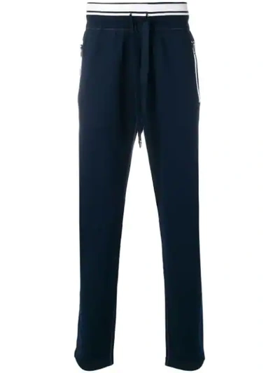 Dolce & Gabbana Logo Embroidered Track Trousers In Blue