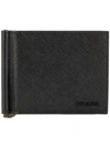 Prada Saffiano Leather Money Clip Wallet In Black