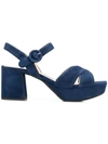 Prada Quarter Strap Platform Sandal In Blue