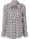 EQUIPMENT CHECK PATTERNED BOW DETAIL SHIRT