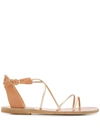 Ancient Greek Sandals Meloivia Metallic Leather Sandals In Platinum