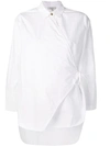 GANNI GANNI 侧绑带修身全棉衬衫 - 白色