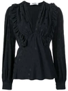 MSGM RUFFLED SPOTTED BLOUSE