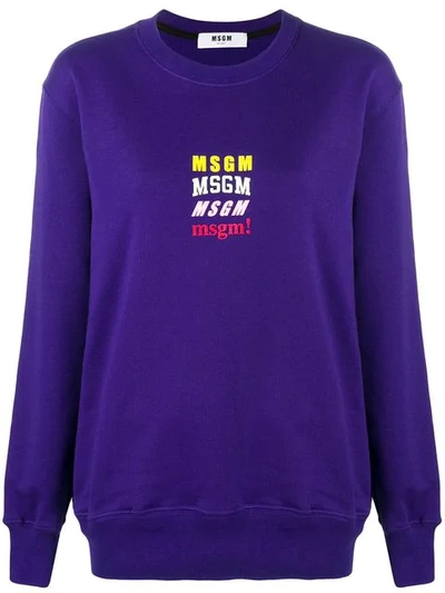 Msgm Logo Jumper In Purple