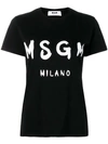 Msgm Black Printed T-shirt In Black
