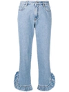 MSGM RUFFLE TRIM JEANS