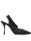 Dolce & Gabbana Lori Black Stretch Jersey Sling Back In Blue