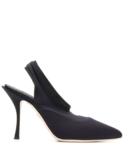 Dolce & Gabbana Lori Black Stretch Jersey Sling Back