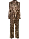 Dolce & Gabbana Leopard-print Silk-twill Jumpsuit In Brown