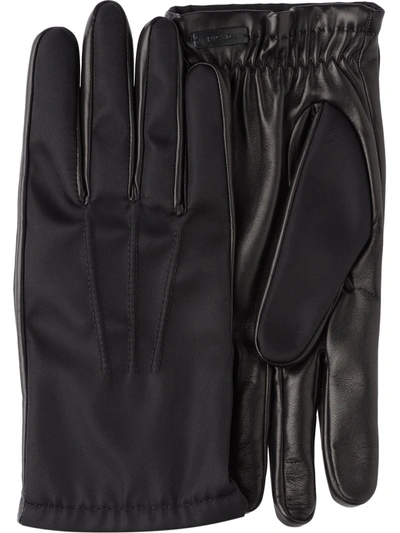 Prada Handschuhe Aus Re-nylon Und Nappa-leder In Schwarz