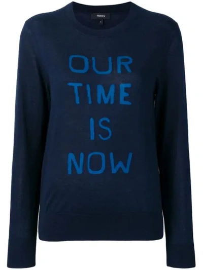 Theory Our Time Is Now字样毛衣 - 蓝色 In Dark Navy/royal Blue