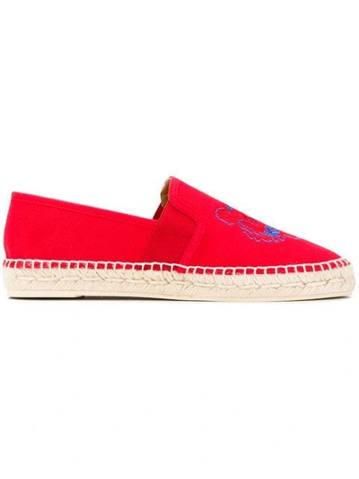 Kenzo Tiger Embroidered Espadrilles In Red