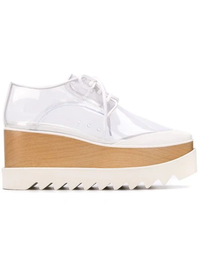 Stella Mccartney 'elyse' Mesh Flatform Oxford Shoes In White