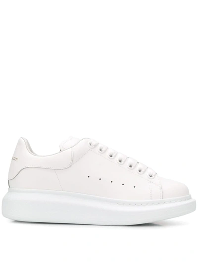 Alexander Mcqueen Leather Exaggerated-sole Sneakers In Cream