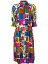 VERSACE PRINTED BELTED DRESS