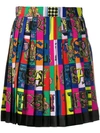 VERSACE LOGO PRINT PLEATED MINI SKIRT