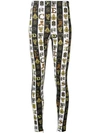 VERSACE LOGO PRINTED STRIPED LEGGINGS