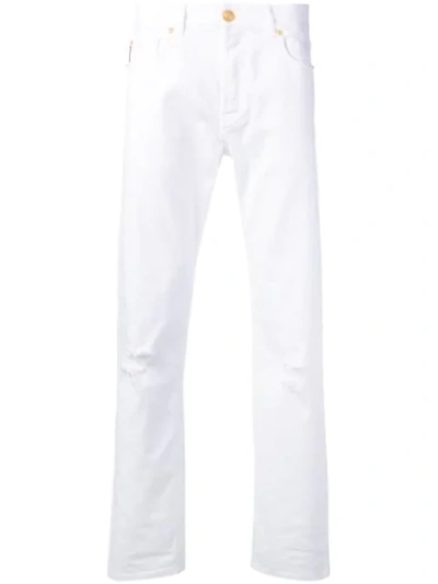 Versace Distressed Jeans In White