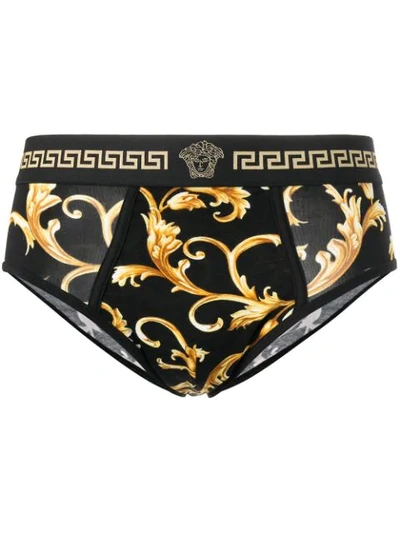 Versace Shorts Mit Barockem Print In A732 Nero Oro