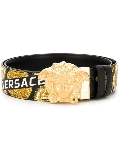 Versace Medusa Heritage Baroque-print Reversible Leather Belt In Multicolor