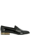 VERSACE CONTRAST LEATHER LOAFERS