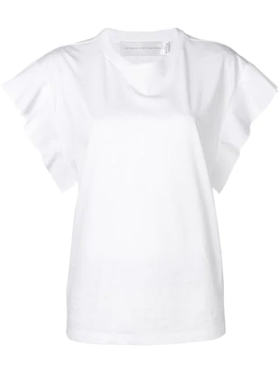 Victoria Victoria Beckham Flute-sleeve Cotton T-shirt In White