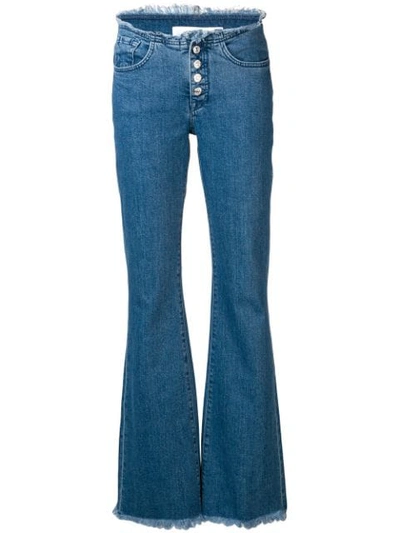 Marques' Almeida + 7 For All Mankind Frayed Mid-rise Bootcut Jeans In Mid Denim