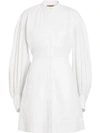BURBERRY BURBERRY 泡泡袖全棉衬衫式连衣裙 - 白色