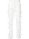 SELF-PORTRAIT SELF-PORTRAIT 领结衬里设计长裤 - 白色