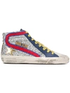 Golden Goose Slide High-top Glitter Leather Trainers In Silver