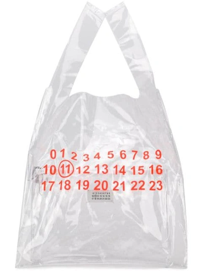 Maison Margiela Pvc Transparent Logo Tote Bag W/pouch In White