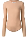 Maison Margiela Beige Nylon Second Skin Bodysuit In Brown