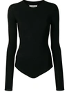 Maison Margiela Long-sleeved Ribbed Bodysuit In Black